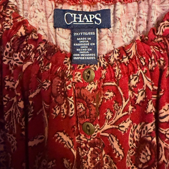 Chaps Burgundy Paisley Women's Blouse - Picture 2 of 2